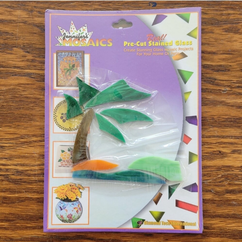Jennifer's Mosaics real pre-cut palm tree stained glass NIP